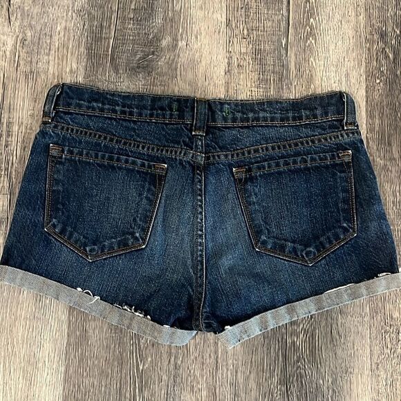 J Brand dark denim Santiago Jean denim shorts w/ bottom cuff and fray 26 - Picture 3 of 9